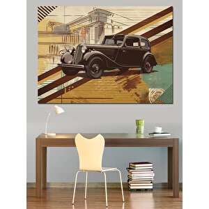 Vintage Tarzda Klasik Araba Dekoratif Kanvas - Mdf Ahşap Tablo