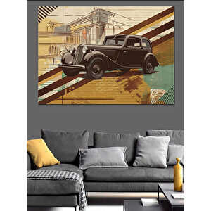 Vintage Tarzda Klasik Araba Dekoratif Kanvas - Mdf Ahşap Tablo