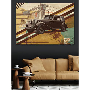 Vintage Tarzda Klasik Araba Dekoratif Kanvas - Mdf Ahşap Tablo 100x140 cm