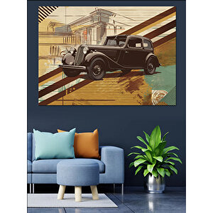 Vintage Tarzda Klasik Araba Dekoratif Kanvas - Mdf Ahşap Tablo 100x140 cm