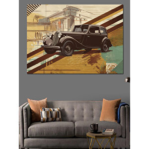 Vintage Tarzda Klasik Araba Dekoratif Kanvas - Mdf Ahşap Tablo 100x140 cm