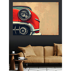 Kırmızı Klasik Araba Farı Dekoratif Kanvas - Mdf Ahşap Tablo