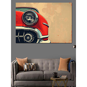 Kırmızı Klasik Araba Farı Dekoratif Kanvas - Mdf Ahşap Tablo 100x140 cm