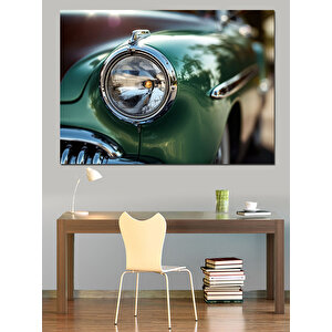 Yeşil Klasik Araba Dekoratif Kanvas - Mdf Ahşap Tablo 25x35 cm