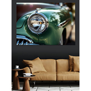 Yeşil Klasik Araba Dekoratif Kanvas - Mdf Ahşap Tablo