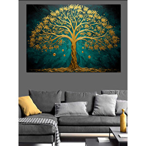 Altın Yapraksız Ağaç Dekoratif Kanvas - Mdf Ahşap Tablo 50x70 cm