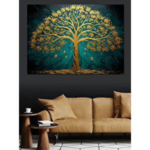Altın Yapraksız Ağaç Dekoratif Kanvas - Mdf Ahşap Tablo 50x70 cm