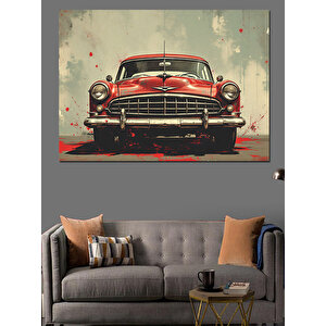 Klasik Kırmızı Araba Dekoratif Kanvas - Mdf Ahşap Tablo 50x70 cm