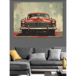 Klasik Kırmızı Araba Dekoratif Kanvas - Mdf Ahşap Tablo 50x70 cm
