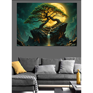 Kayan Işıklı Ağaç Dekoratif Kanvas - Mdf Ahşap Tablo 100x140 cm
