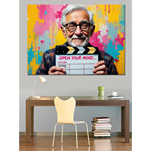 Yaşlı Adamın Gülümsemesi Dekoratif Kanvas - Mdf Ahşap Tablo 50x70 cm