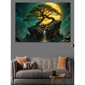 Kayan Işıklı Ağaç Dekoratif Kanvas - Mdf Ahşap Tablo 70x100 cm