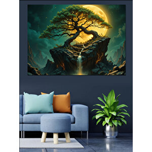 Kayan Işıklı Ağaç Dekoratif Kanvas - Mdf Ahşap Tablo