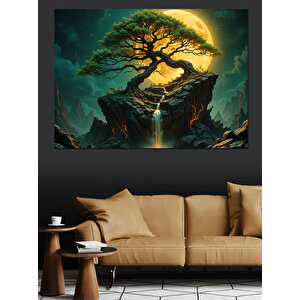 Kayan Işıklı Ağaç Dekoratif Kanvas - Mdf Ahşap Tablo