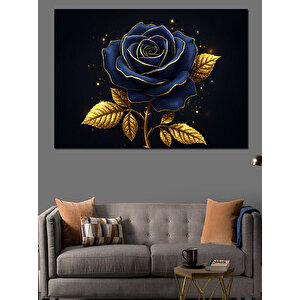 Gece Parlayan Mavi Gül Dekoratif Kanvas - Mdf Ahşap Tablo