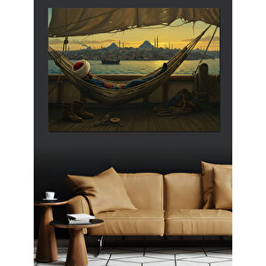 Kadırgada Gün Batımı Dekoratif Kanvas - Mdf Ahşap Tablo 70x100 cm