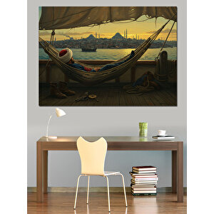 Kadırgada Gün Batımı Dekoratif Kanvas - Mdf Ahşap Tablo