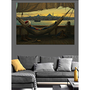 Kadırgada Gün Batımı Dekoratif Kanvas - Mdf Ahşap Tablo