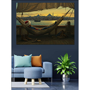 Kadırgada Gün Batımı Dekoratif Kanvas - Mdf Ahşap Tablo 50x70 cm