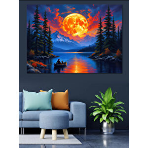 Ayışığında Sessiz Göl Dekoratif Kanvas - Mdf Ahşap Tablo