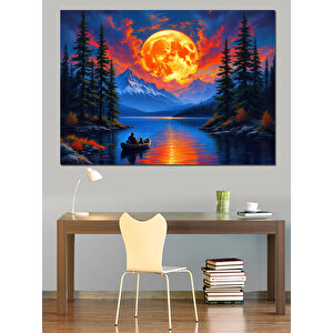Ayışığında Sessiz Göl Dekoratif Kanvas - Mdf Ahşap Tablo 25x35 cm