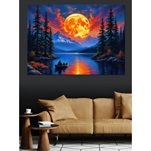 Ayışığında Sessiz Göl Dekoratif Kanvas - Mdf Ahşap Tablo