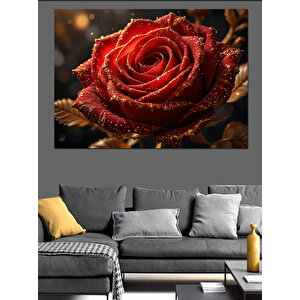 Kırmızı Büyüleyici Gül Dekoratif Kanvas - Mdf Ahşap Tablo 100x140 cm