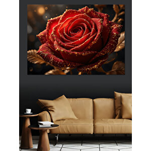 Kırmızı Büyüleyici Gül Dekoratif Kanvas - Mdf Ahşap Tablo 100x140 cm