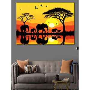 Afrika'da Gün Batımı Dekoratif Kanvas - Mdf Ahşap Tablo