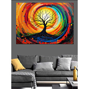 Gökkuşağı Ağacı Dekoratif Kanvas - Mdf Ahşap Tablo 35x50 cm