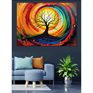 Gökkuşağı Ağacı Dekoratif Kanvas - Mdf Ahşap Tablo 35x50 cm