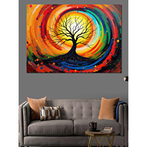Gökkuşağı Ağacı Dekoratif Kanvas - Mdf Ahşap Tablo