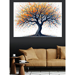Soyut Mavi Ağaç Dekoratif Kanvas - Mdf Ahşap Tablo 50x70 cm