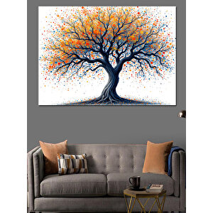 Soyut Mavi Ağaç Dekoratif Kanvas - Mdf Ahşap Tablo 50x70 cm