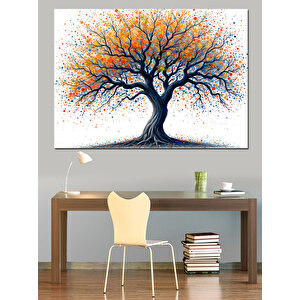 Soyut Mavi Ağaç Dekoratif Kanvas - Mdf Ahşap Tablo