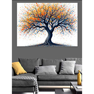Soyut Mavi Ağaç Dekoratif Kanvas - Mdf Ahşap Tablo