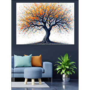 Soyut Mavi Ağaç Dekoratif Kanvas - Mdf Ahşap Tablo 70x100 cm