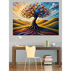 Dalgalı Ağaç Manzarası Dekoratif Kanvas - Mdf Ahşap Tablo 50x70 cm