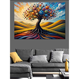 Dalgalı Ağaç Manzarası Dekoratif Kanvas - Mdf Ahşap Tablo 50x70 cm