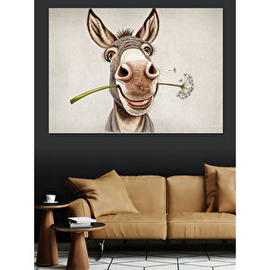 Gülümseyen Sevimli Eşek Dekoratif Kanvas - Mdf Ahşap Tablo 50x70 cm