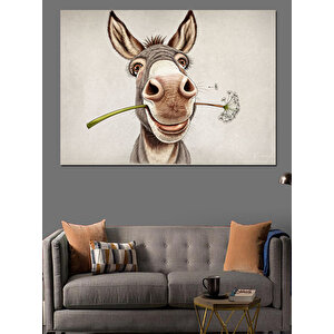 Gülümseyen Sevimli Eşek Dekoratif Kanvas - Mdf Ahşap Tablo