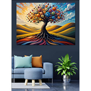 Dalgalı Ağaç Manzarası Dekoratif Kanvas - Mdf Ahşap Tablo
