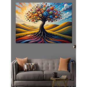 Dalgalı Ağaç Manzarası Dekoratif Kanvas - Mdf Ahşap Tablo