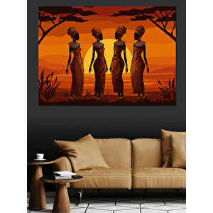 Gün Batımında Kadınlar Dekoratif Kanvas - Mdf Ahşap Tablo 100x140 cm