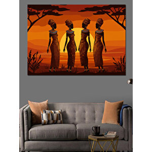 Gün Batımında Kadınlar Dekoratif Kanvas - Mdf Ahşap Tablo 100x140 cm