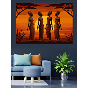 Gün Batımında Kadınlar Dekoratif Kanvas - Mdf Ahşap Tablo 50x70 cm