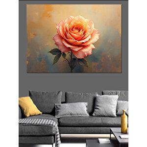 Soluk Renkli Şeftali Gülü Dekoratif Kanvas - Mdf Ahşap Tablo 35x50 cm