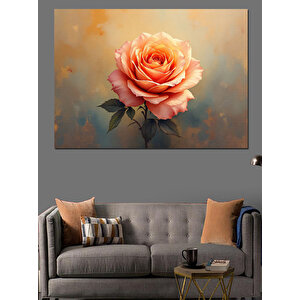 Soluk Renkli Şeftali Gülü Dekoratif Kanvas - Mdf Ahşap Tablo