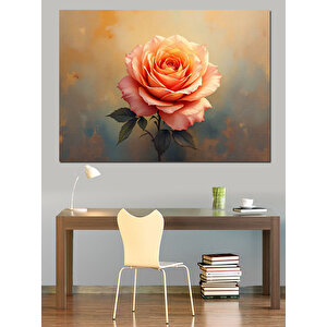 Soluk Renkli Şeftali Gülü Dekoratif Kanvas - Mdf Ahşap Tablo