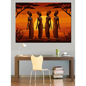 Gün Batımında Kadınlar Dekoratif Kanvas - Mdf Ahşap Tablo